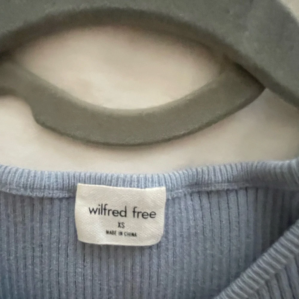 Wilfred Slate Blue Cutout Knit Mini Dress - Picture 2 of 4